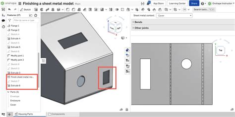 onshape modify sheet metal part in flat view|onshape extruding sheet metal.